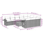 11-tlg. Garten-Sofagarnitur mit Kissen Schwarz Poly Rattan