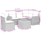 6-tlg. Garten-Sofagarnitur mit Kissen Beige Poly Rattan