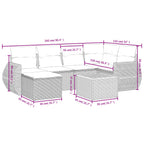 7-tlg. Garten-Sofagarnitur mit Kissen Grau Poly Rattan