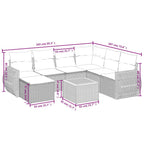 8-tlg. Garten-Sofagarnitur mit Kissen Grau Poly Rattan