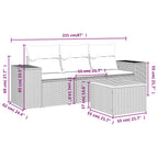 4-tlg. Garten-Sofagarnitur mit Kissen Beige Poly Rattan