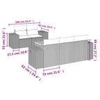 6-tlg. Garten-Sofagarnitur mit Kissen Grau Poly Rattan