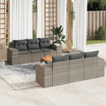 7-tlg. Garten-Sofagarnitur mit Kissen Grau Poly Rattan