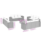 13-tlg. Garten-Sofagarnitur mit Kissen Beige Poly Rattan