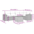 6-tlg. Garten-Sofagarnitur mit Kissen Grau Poly Rattan