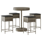 5-tlg. Gartenbar-Set mit Kissen Grau Poly Rattan