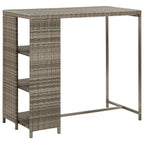 5-tlg. Gartenbar-Set mit Kissen Grau Poly Rattan