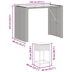 7-tlg. Gartenbar-Set mit Kissen Braun Poly Rattan