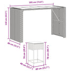 9-tlg. Gartenbar-Set mit Kissen Grau Poly Rattan