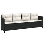 5-tlg. Garten-Sofagarnitur mit Kissen Schwarz Poly Rattan