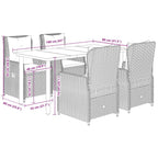 5-tlg. Garten-Essgruppe mit Kissen Schwarz Poly Rattan