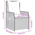 3-tlg. Garten-Essgruppe mit Kissen Braun Poly Rattan