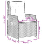 3-tlg. Garten-Essgruppe mit Kissen Braun Poly Rattan