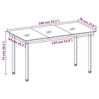 5-tlg. Garten-Essgruppe mit Kissen Braun Poly Rattan