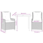 3-tlg. Garten-Essgruppe mit Kissen Beige Poly Rattan