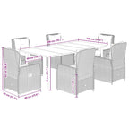 7-tlg. Garten-Essgruppe mit Kissen Beige Poly Rattan