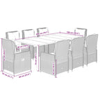 9-tlg. Garten-Essgruppe mit Kissen Beige Poly Rattan