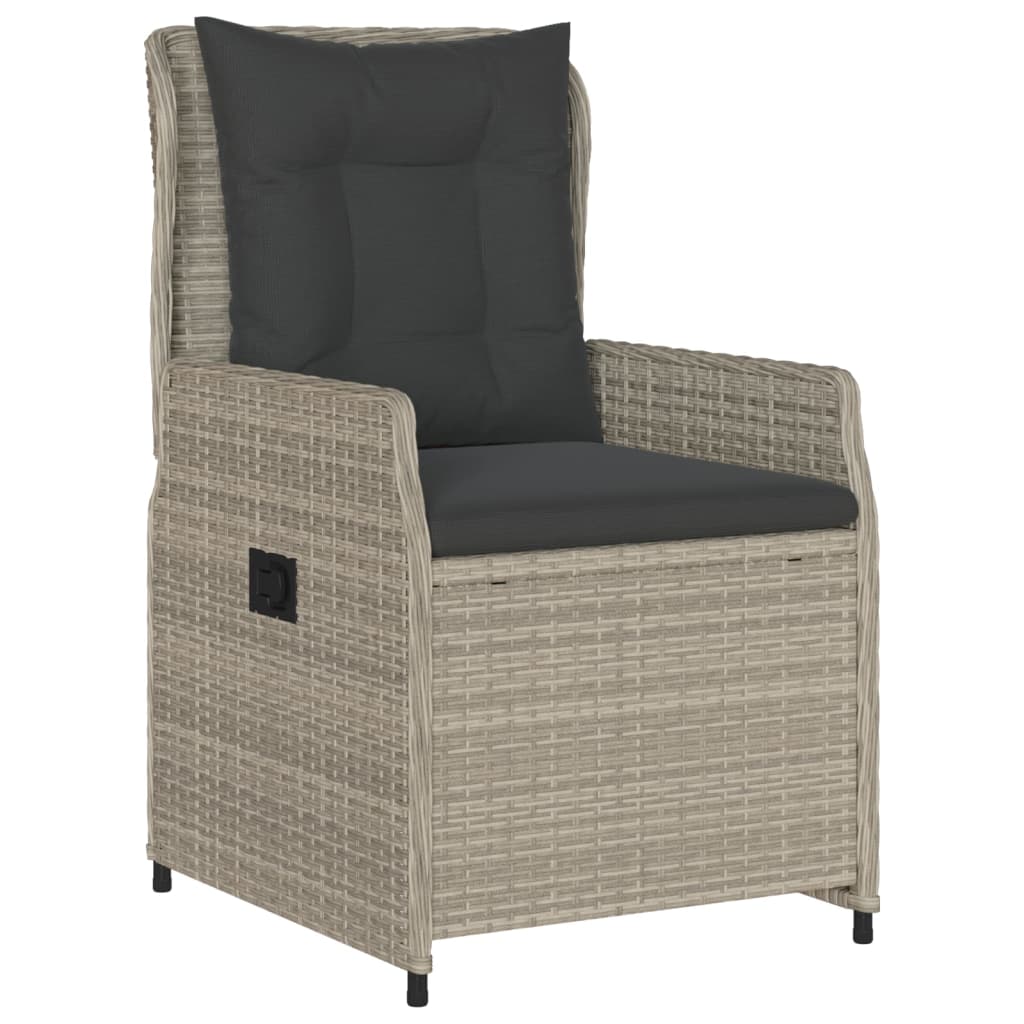 3-tlg. Garten-Essgruppe mit Kissen Hellgrau Poly Rattan