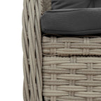 3-tlg. Garten-Essgruppe mit Kissen Hellgrau Poly Rattan