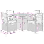 5-tlg. Garten-Essgruppe mit Kissen Grau Poly Rattan