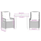 3-tlg. Garten-Essgruppe mit Kissen Schwarz Poly Rattan