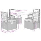 5-tlg. Garten-Essgruppe mit Kissen Braun Poly Rattan
