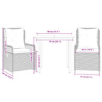 3-tlg. Garten-Essgruppe mit Kissen Braun Poly Rattan