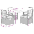 5-tlg. Garten-Essgruppe mit Kissen Braun Poly Rattan