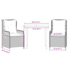 3-tlg. Garten-Essgruppe mit Kissen Grau Poly Rattan