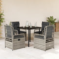 5-tlg. Garten-Essgruppe mit Kissen Grau Poly Rattan