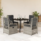 5-tlg. Garten-Essgruppe mit Kissen Grau Poly Rattan
