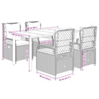 5-tlg. Garten-Essgruppe mit Kissen Beige Poly Rattan
