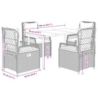 5-tlg. Garten-Essgruppe mit Kissen Beige Poly Rattan