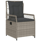 3-tlg. Garten-Essgruppe mit Kissen Hellgrau Poly Rattan