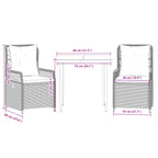 3-tlg. Garten-Essgruppe mit Kissen Hellgrau Poly Rattan