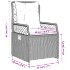 3-tlg. Garten-Essgruppe mit Kissen Hellgrau Poly Rattan