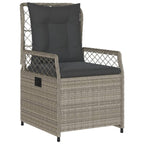 3-tlg. Garten-Essgruppe mit Kissen Hellgrau Poly Rattan