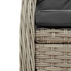 3-tlg. Garten-Essgruppe mit Kissen Hellgrau Poly Rattan