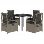 5-tlg. Garten-Essgruppe mit Kissen Hellgrau Poly Rattan