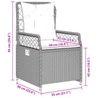 5-tlg. Garten-Essgruppe mit Kissen Hellgrau Poly Rattan