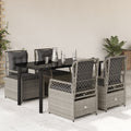 5-tlg. Garten-Essgruppe mit Kissen Hellgrau Poly Rattan
