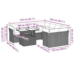 9-tlg. Garten-Sofagarnitur mit Kissen Schwarz Poly Rattan