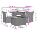5-teiliges Gartensofa-Set mit Kissen, braun, Polyrattan