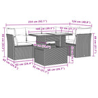 6-teiliges Gartensofa-Set mit Kissen, grau, Polyrattan