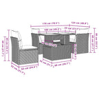6-teiliges Gartensofa-Set mit Kissen, braun, Polyrattan