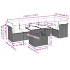 7-teiliges Gartensofa-Set mit Kissen, grau, Polyrattan