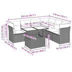 7-tlg. Garten-Sofagarnitur mit Kissen Schwarz Poly Rattan