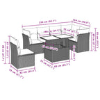 7-teiliges Gartensofa-Set mit Kissen, braun, Polyrattan