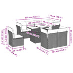 9-teiliges Gartensofa-Set mit Kissen, braun, Polyrattan