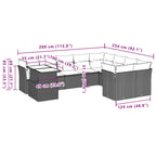 10-teiliges Gartensofa-Set mit Kissen, grau, Polyrattan